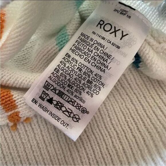 ROXY Bay Of Rainbows Hooded Sweater Hoodie Stripes Boho Medium - Picture 10 of 10